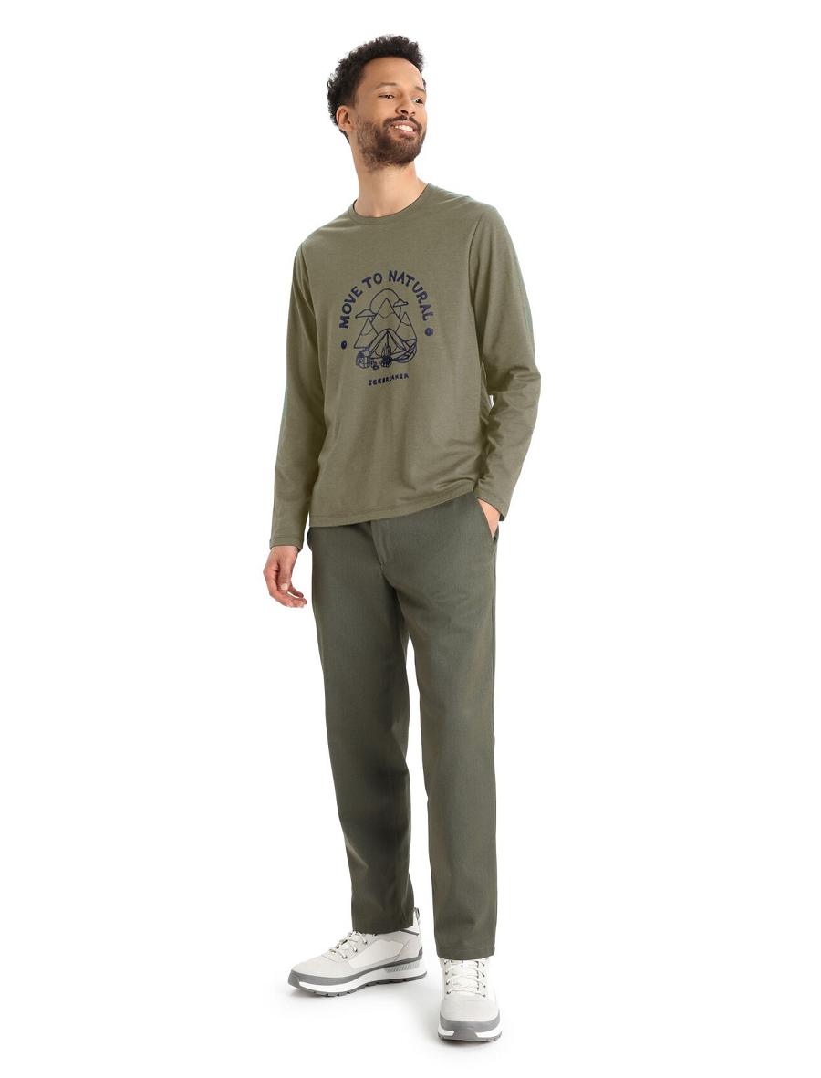 Loden Men's Icebreaker Merino Central Classic T-Shirt Canopy Camper Long Sleeve | USA 1225DFMN